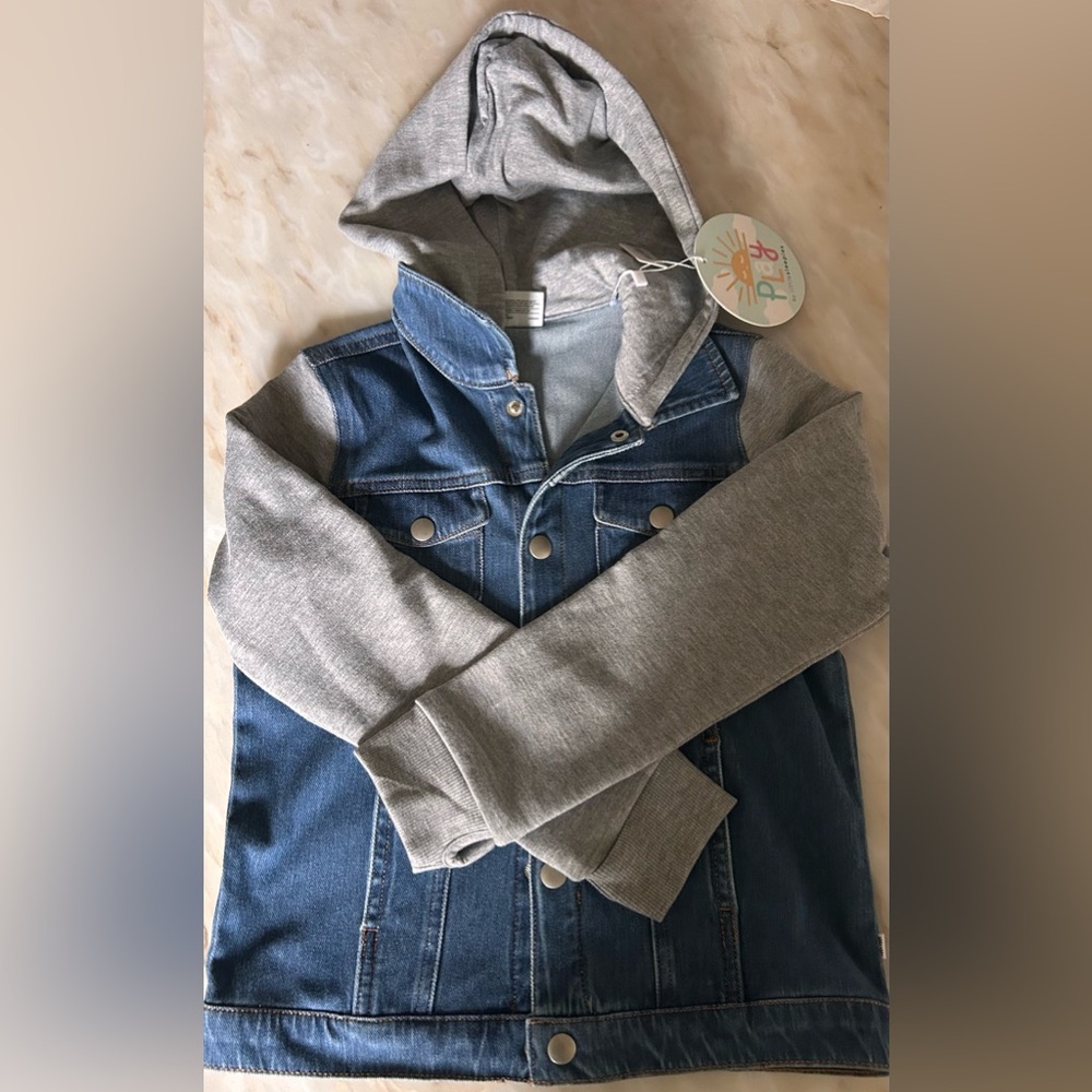Little Sleepies Play Midwash‎ Blue/Gray Denim Snap Front Jacket Hooded Size 7 - Picture 11 of 12
